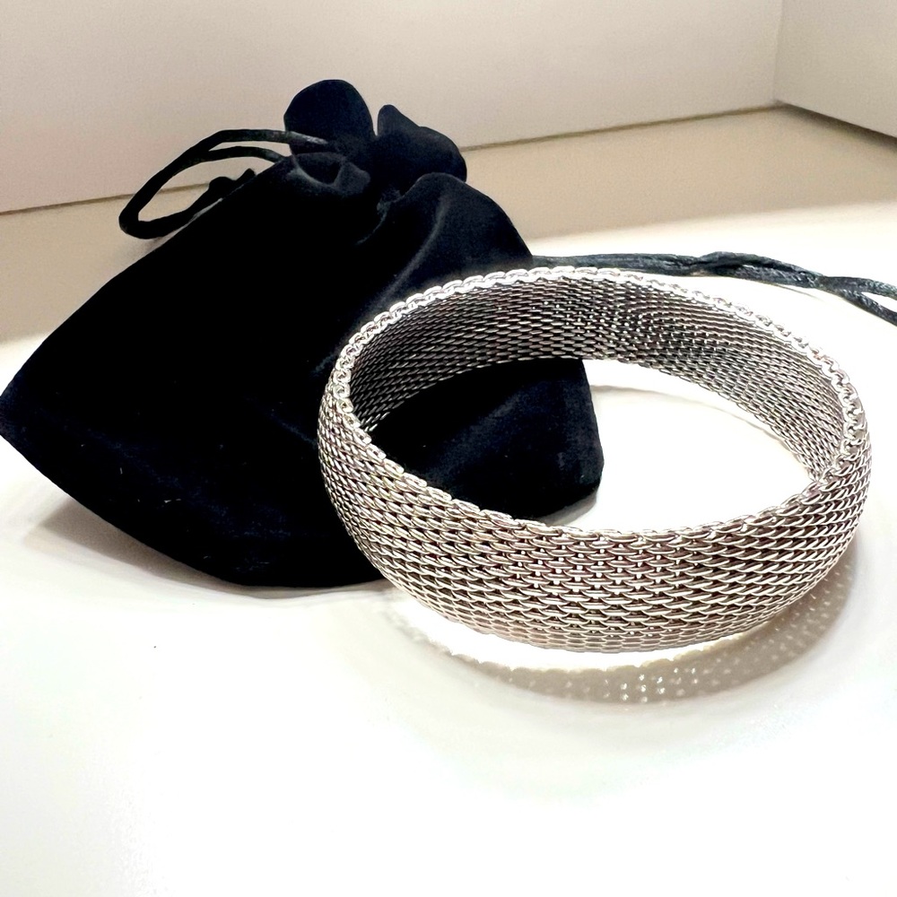 Silver Mesh Bangle Bracelet